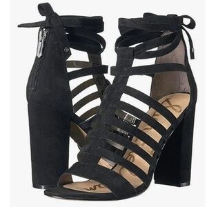 SAM EDELMAN Leather Yarina Ankle Tie Caged Heeled Sandals 8